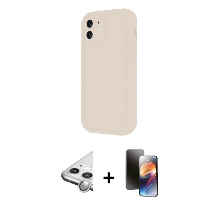 MARSİLYAN™- iPhone 11 Kılıf Yankı Yansıma Özel Seri - Siyah 3D Antistatik Mat Seramik Nano Ekran Koruyucu + Raze Metal Kamera Lens - GS