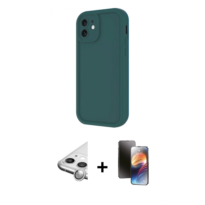 MARSİLYAN™- iPhone 11 Kılıf Yankı Yansıma Özel Seri - Siyah 3D Antistatik Mat Seramik Nano Ekran Koruyucu + Raze Metal Kamera Lens - GS