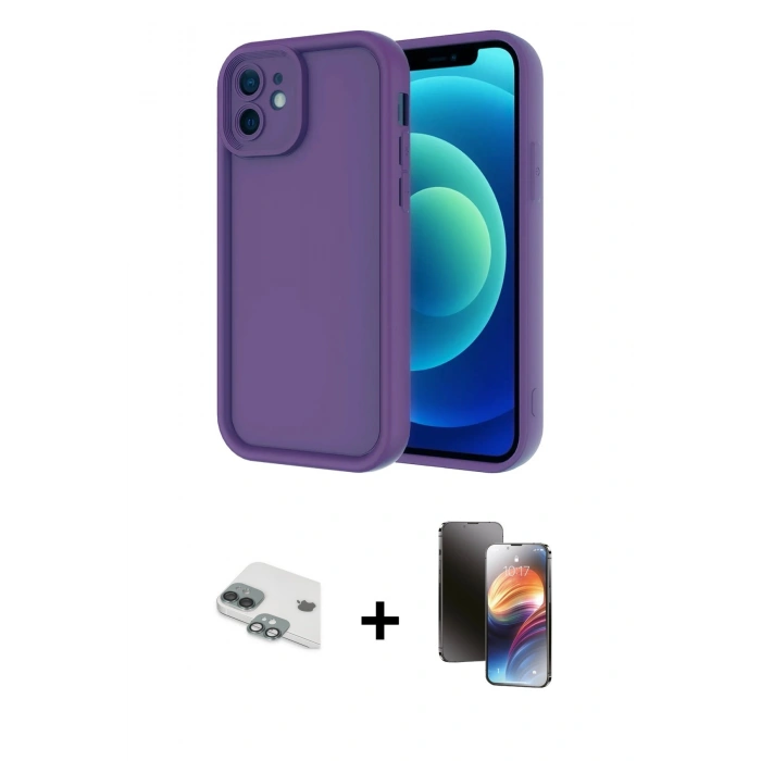 MARSİLYAN™- iPhone 11 Kılıf Yankı Yansıma Özel Seri - Siyah 3D Antistatik Mat Seramik Nano Ekran Koruyucu + Pers Alüminyum Kamera Lens - YL