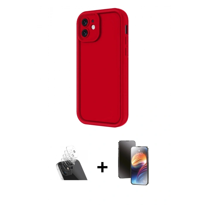 MARSİLYAN™- iPhone 11 Kılıf Yankı Yansıma Özel Seri - Siyah 3D Antistatik Mat Seramik Nano Ekran Koruyucu + Kamera Lens Koruma Cam - SF