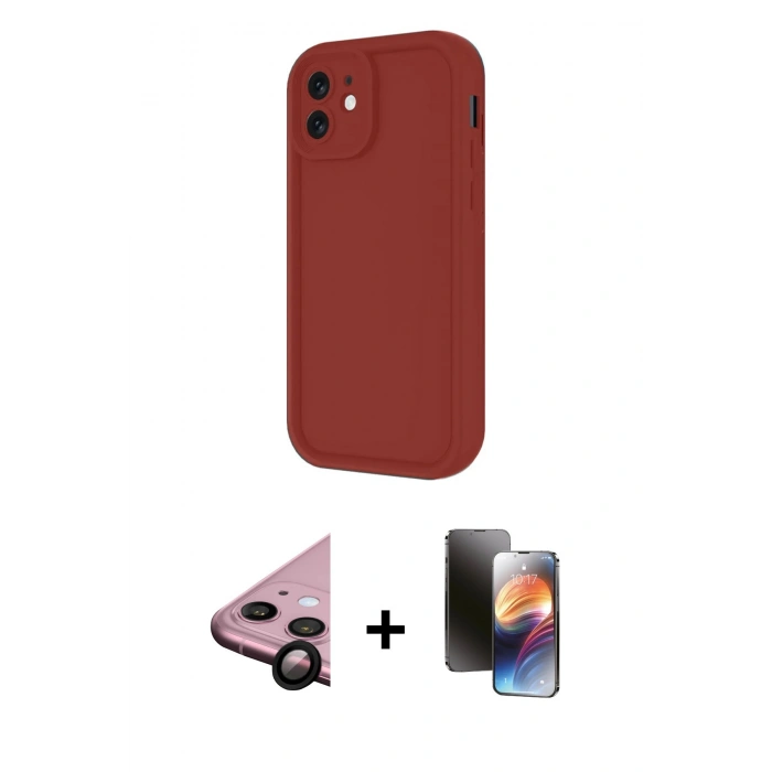 MARSİLYAN™- iPhone 11 Kılıf Yankı Yansıma Özel Seri - Siyah 3D Antistatik Mat Seramik Nano Ekran Koruyucu + Raze Metal Kamera Lens - SH