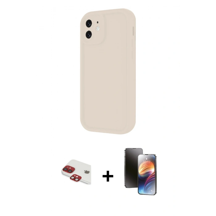 MARSİLYAN™- iPhone 11 Kılıf Yankı Yansıma Özel Seri - Siyah 3D Antistatik Mat Seramik Nano Ekran Koruyucu + Kırmızı Pers Alüminyum Kamera Lens