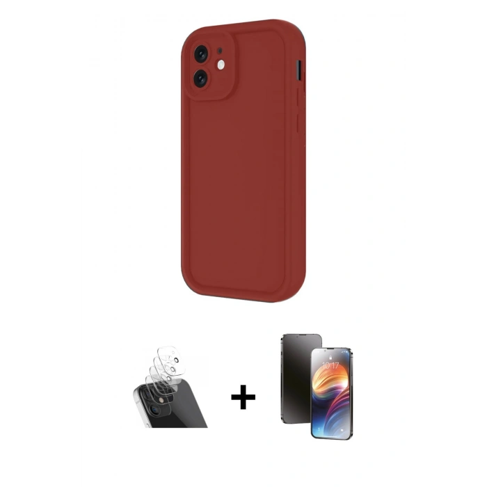 MARSİLYAN™- iPhone 11 Kılıf Yankı Yansıma Özel Seri - Siyah 3D Antistatik Mat Seramik Nano Ekran Koruyucu + Kamera Lens Koruma Cam - SF