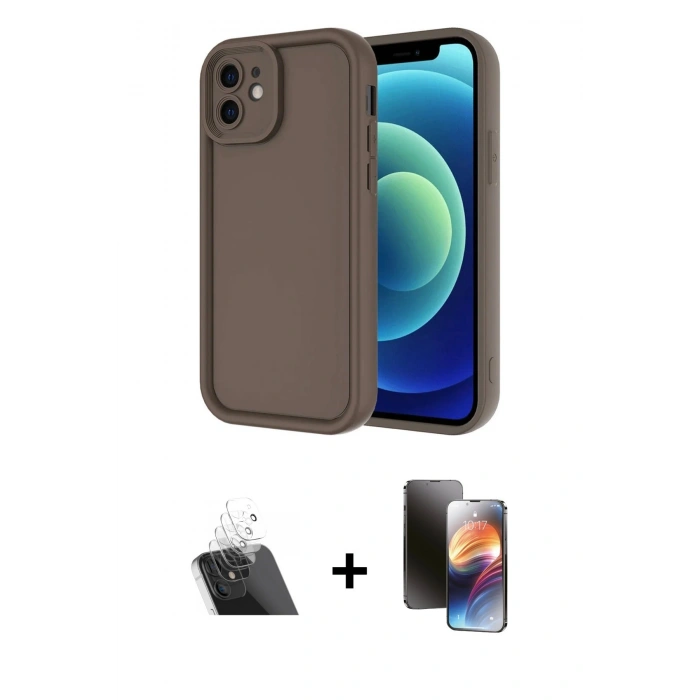 MARSİLYAN™- iPhone 11 Kılıf Yankı Yansıma Özel Seri - Siyah 3D Antistatik Mat Seramik Nano Ekran Koruyucu + Kamera Lens Koruma Cam - SF