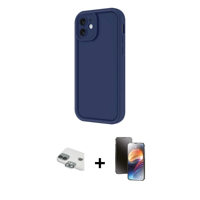 MARSİLYAN™- iPhone 11 Kılıf Yankı Yansıma Özel Seri - Siyah 3D Antistatik Mat Seramik Nano Ekran Koruyucu + Pers Alüminyum Kamera Lens - YL
