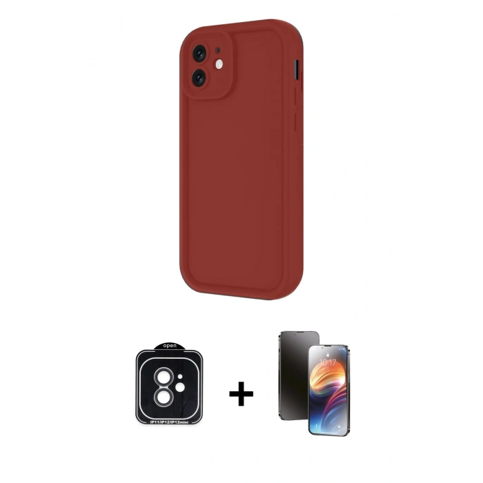 MARSİLYAN™- iPhone 11 Kılıf Yankı Yansıma Özel Seri - Siyah 3D Antistatik Mat Seramik Nano Ekran Koruyucu + PVD Metal Kamera Lens - SH