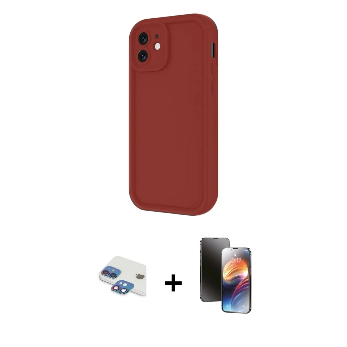 MARSİLYAN™- iPhone 11 Kılıf Yankı Yansıma Özel Seri - Siyah 3D Antistatik Mat Seramik Nano Ekran Koruyucu + Pers Alüminyum Kamera Lens - GI