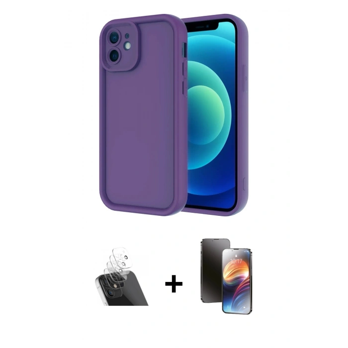 MARSİLYAN™- iPhone 11 Kılıf Yankı Yansıma Özel Seri - Siyah 3D Antistatik Mat Seramik Nano Ekran Koruyucu + Kamera Lens Koruma Cam - SF