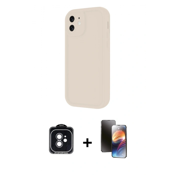 MARSİLYAN™- iPhone 11 Kılıf Yankı Yansıma Özel Seri - Siyah 3D Antistatik Mat Seramik Nano Ekran Koruyucu + PVD Metal Kamera Lens - SH