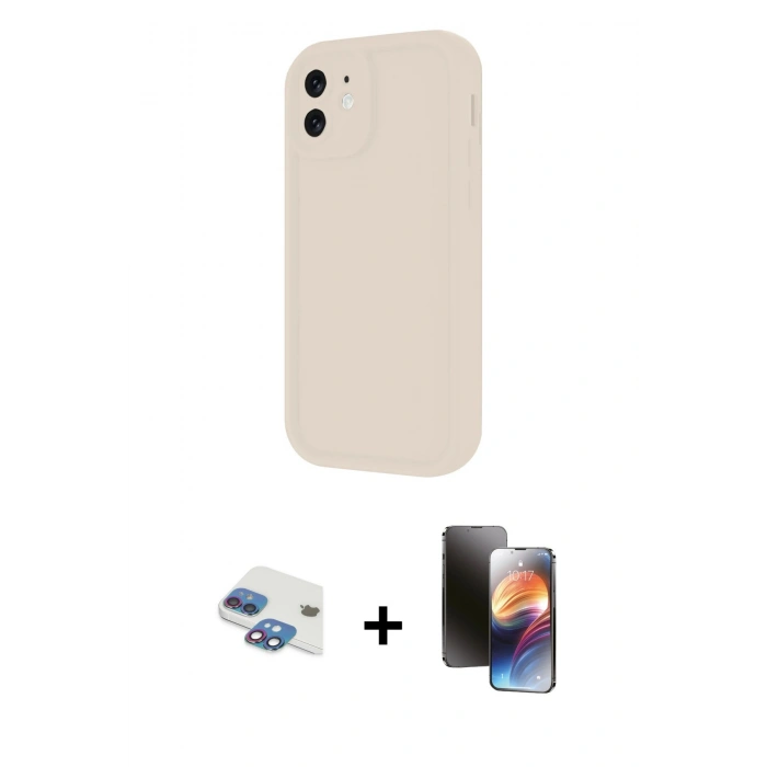 MARSİLYAN™- iPhone 11 Kılıf Yankı Yansıma Özel Seri - Siyah 3D Antistatik Mat Seramik Nano Ekran Koruyucu + Pers Alüminyum Kamera Lens - GI