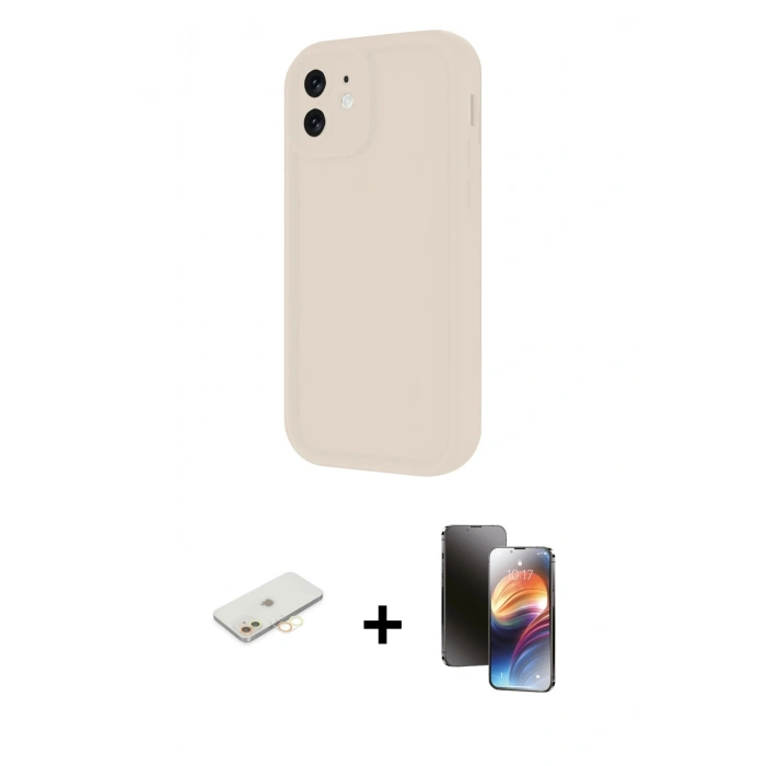 MARSİLYAN™- iPhone 11 Kılıf Yankı Yansıma Özel Seri - Siyah 3D Antistatik Mat Seramik Nano Ekran Koruyucu + Sarı Renkli Kamera Lens Koruma Cam