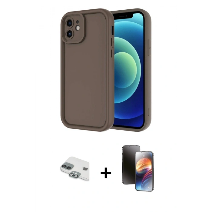 MARSİLYAN™- iPhone 11 Kılıf Yankı Yansıma Özel Seri - Siyah 3D Antistatik Mat Seramik Nano Ekran Koruyucu + Pers Alüminyum Kamera Lens - YL