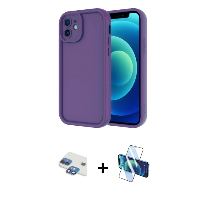 MARSİLYAN™- iPhone 11 Kılıf Yankı Yansıma Özel Seri - Siyah 3D Antistatik Seramik Nano Ekran Koruyucu + Pers Alüminyum Kamera Lens - GI
