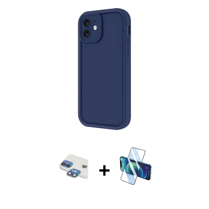 MARSİLYAN™- iPhone 11 Kılıf Yankı Yansıma Özel Seri - Siyah 3D Antistatik Seramik Nano Ekran Koruyucu + Pers Alüminyum Kamera Lens - GI