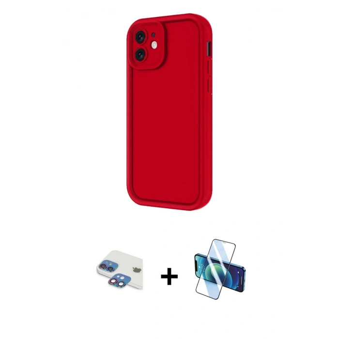 MARSİLYAN™- iPhone 11 Kılıf Yankı Yansıma Özel Seri - Siyah 3D Antistatik Seramik Nano Ekran Koruyucu + Pers Alüminyum Kamera Lens - GI