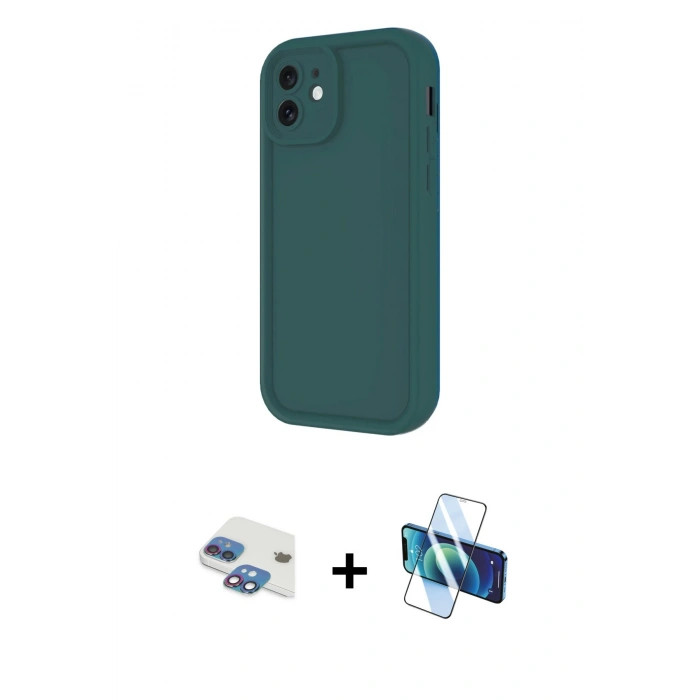 MARSİLYAN™- iPhone 11 Kılıf Yankı Yansıma Özel Seri - Siyah 3D Antistatik Seramik Nano Ekran Koruyucu + Pers Alüminyum Kamera Lens - GI