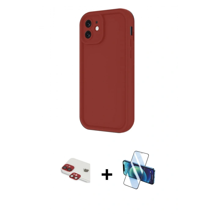 MARSİLYAN™- iPhone 11 Kılıf Yankı Yansıma Özel Seri - Siyah 3D Antistatik Seramik Nano Ekran Koruyucu + Pers Alüminyum Kamera Lens - KI