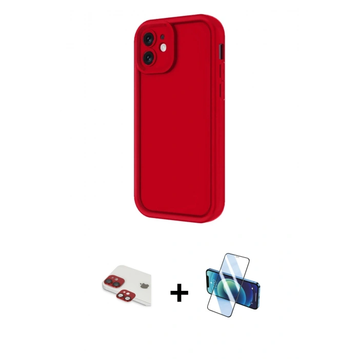 MARSİLYAN™- iPhone 11 Kılıf Yankı Yansıma Özel Seri - Siyah 3D Antistatik Seramik Nano Ekran Koruyucu + Pers Alüminyum Kamera Lens - KI