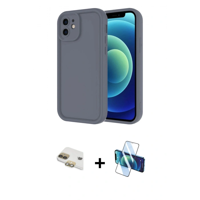MARSİLYAN™- iPhone 11 Kılıf Yankı Yansıma Özel Seri - Siyah 3D Antistatik Seramik Nano Ekran Koruyucu + Pers Alüminyum Kamera Lens - GD
