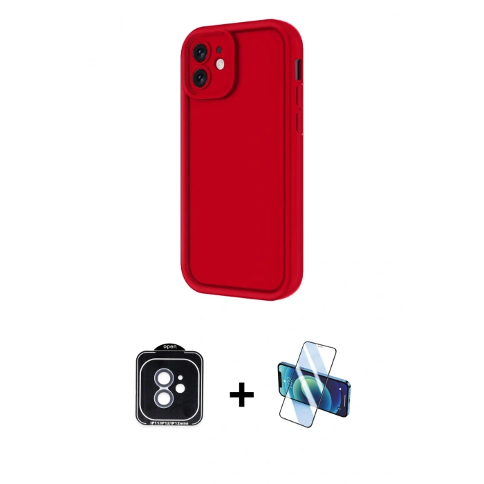 MARSİLYAN™- iPhone 11 Kılıf Yankı Yansıma Özel Seri - Siyah 3D Antistatik Seramik Nano Ekran Koruyucu + PVD Metal Kamera Lens - MI