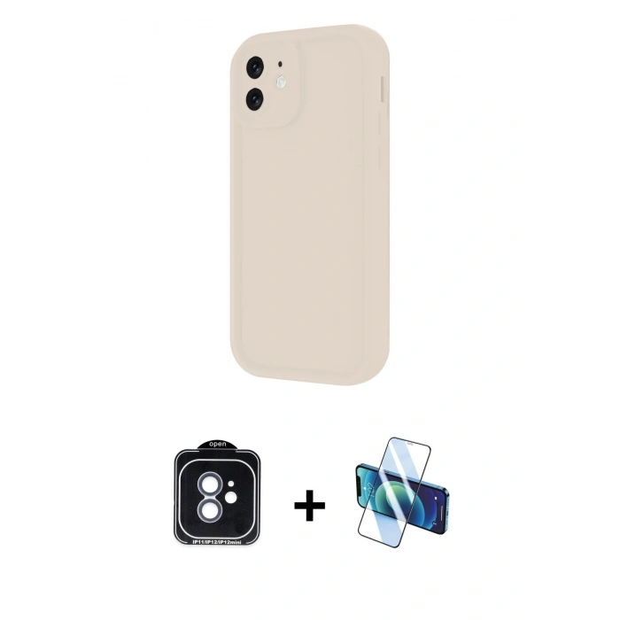 MARSİLYAN™- iPhone 11 Kılıf Yankı Yansıma Özel Seri - Siyah 3D Antistatik Seramik Nano Ekran Koruyucu + PVD Metal Kamera Lens - MI