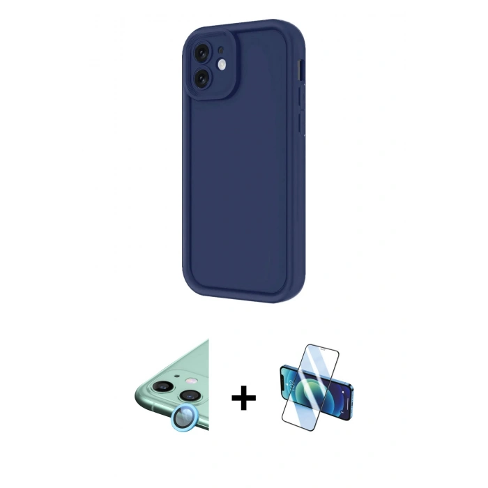 MARSİLYAN™- iPhone 11 Kılıf Yankı Yansıma Özel Seri - Siyah 3D Antistatik Seramik Nano Ekran Koruyucu + Raze Metal Kamera Lens - MI