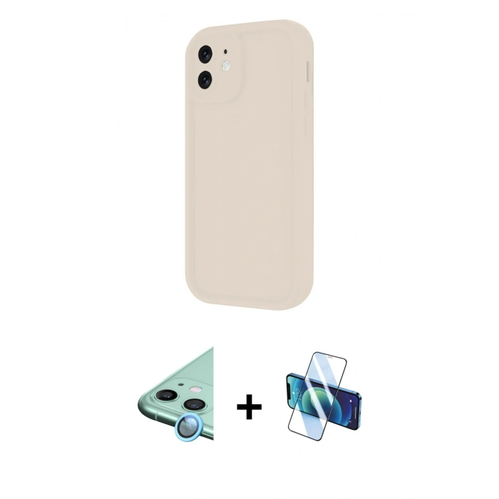 MARSİLYAN™- iPhone 11 Kılıf Yankı Yansıma Özel Seri - Siyah 3D Antistatik Seramik Nano Ekran Koruyucu + Raze Metal Kamera Lens - MI