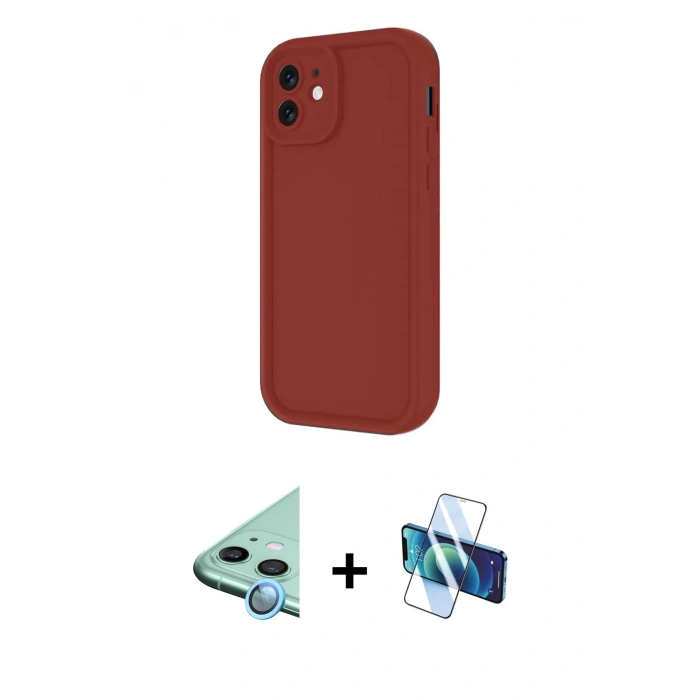MARSİLYAN™- iPhone 11 Kılıf Yankı Yansıma Özel Seri - Siyah 3D Antistatik Seramik Nano Ekran Koruyucu + Raze Metal Kamera Lens - MI