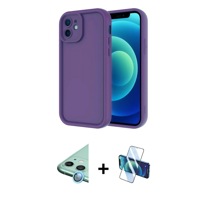 MARSİLYAN™- iPhone 11 Kılıf Yankı Yansıma Özel Seri - Siyah 3D Antistatik Seramik Nano Ekran Koruyucu + Raze Metal Kamera Lens - MI