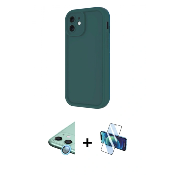 MARSİLYAN™- iPhone 11 Kılıf Yankı Yansıma Özel Seri - Siyah 3D Antistatik Seramik Nano Ekran Koruyucu + Raze Metal Kamera Lens - MI