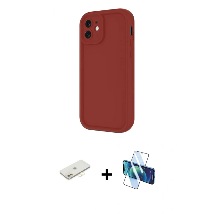 MARSİLYAN™- iPhone 11 Kılıf Yankı Yansıma Özel Seri - Siyah 3D Antistatik Seramik Nano Ekran Koruyucu + Renkli Kamera Lens Koruma Cam - SI