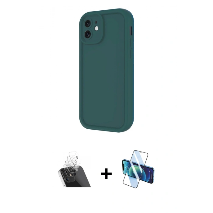 MARSİLYAN™- iPhone 11 Kılıf Yankı Yansıma Özel Seri - Siyah 3D Antistatik Seramik Nano Ekran Koruyucu + Kamera Lens Koruma Cam - SF