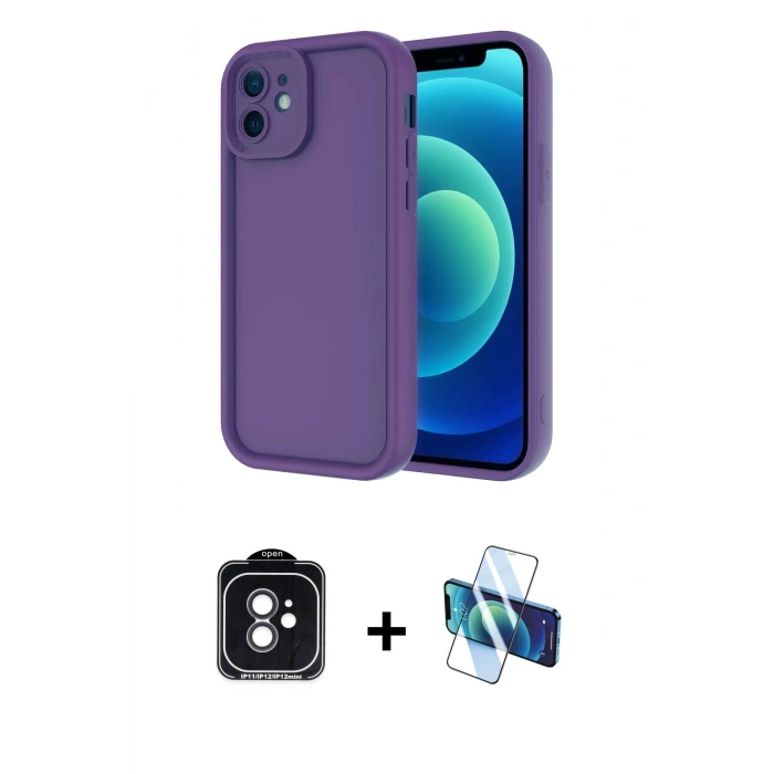 MARSİLYAN™- iPhone 11 Kılıf Yankı Yansıma Özel Seri - Siyah 3D Antistatik Seramik Nano Ekran Koruyucu + PVD Metal Kamera Lens - SH