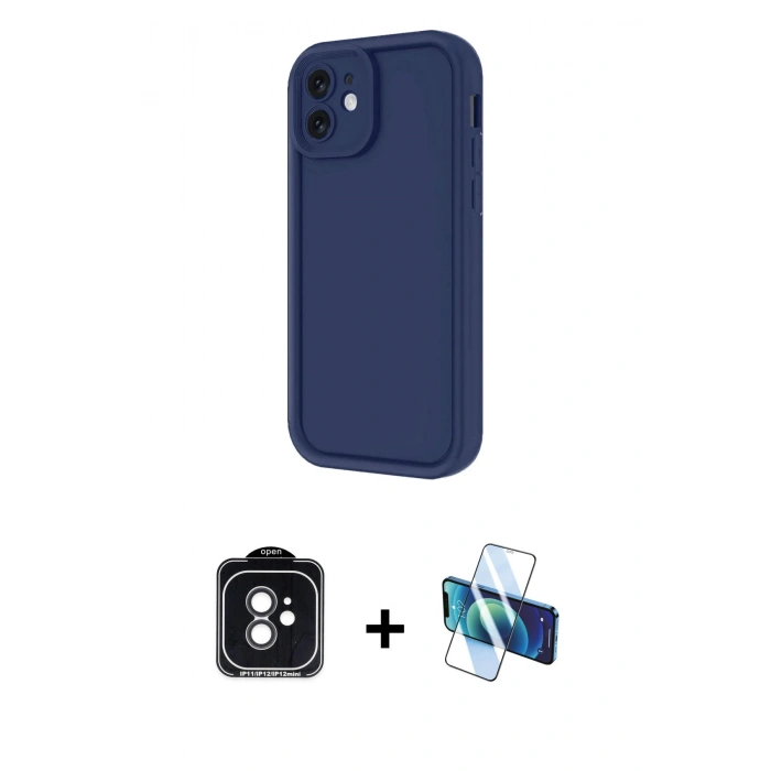 MARSİLYAN™- iPhone 11 Kılıf Yankı Yansıma Özel Seri - Siyah 3D Antistatik Seramik Nano Ekran Koruyucu + PVD Metal Kamera Lens - SH