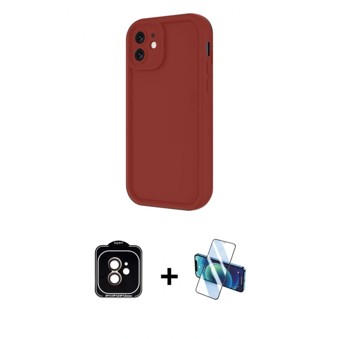 MARSİLYAN™- iPhone 11 Kılıf Yankı Yansıma Özel Seri - Siyah 3D Antistatik Seramik Nano Ekran Koruyucu + PVD Metal Kamera Lens - TU