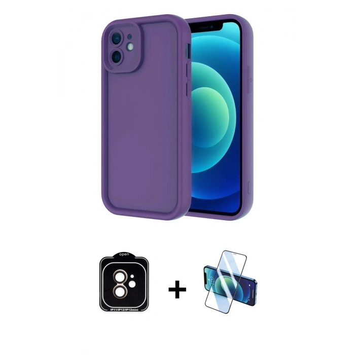 MARSİLYAN™- iPhone 11 Kılıf Yankı Yansıma Özel Seri - Siyah 3D Antistatik Seramik Nano Ekran Koruyucu + PVD Metal Kamera Lens - TU
