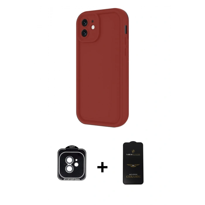 MARSİLYAN™- iPhone 11 Kılıf Yankı Yansıma Özel Seri - Siyah 6D Antistatik Mat Seramik Hayalet Nano Ekran Koruyucu + PVD Metal Kamera Lens - YL