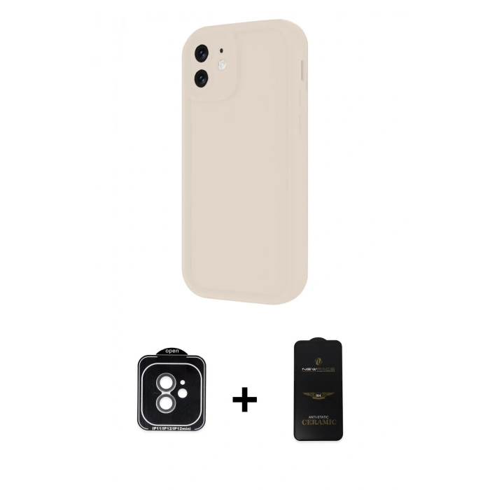 MARSİLYAN™- iPhone 11 Kılıf Yankı Yansıma Özel Seri - Siyah 6D Antistatik Mat Seramik Hayalet Nano Ekran Koruyucu + PVD Metal Kamera Lens - YL
