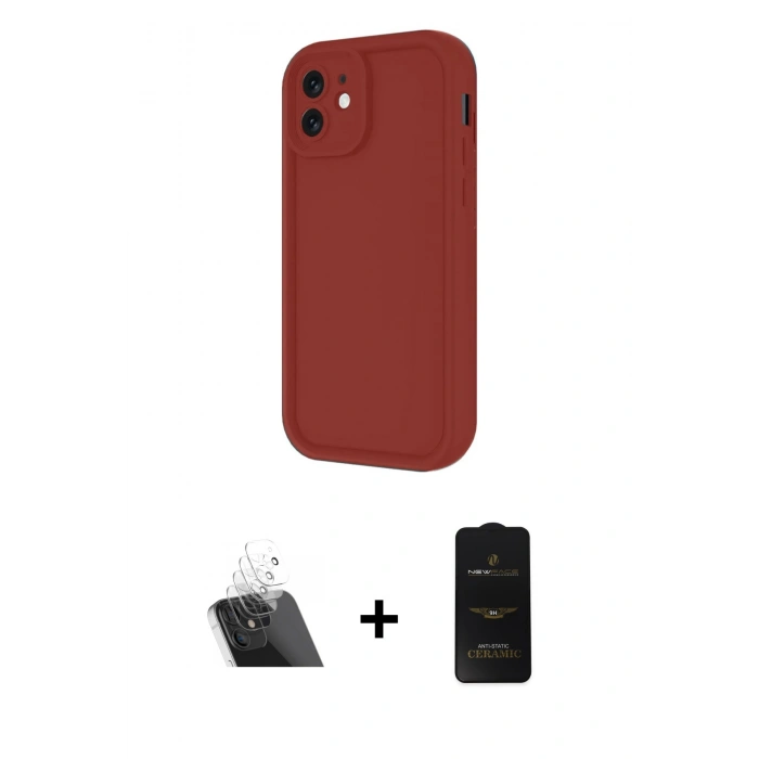 MARSİLYAN™- iPhone 11 Kılıf Yankı Yansıma Özel Seri - Siyah 6D Antistatik Mat Seramik Hayalet Nano Ekran Koruyucu + Şeffaf Kamera Lens Koruma Cam
