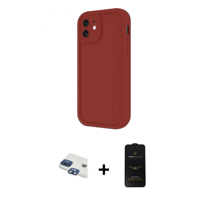 MARSİLYAN™- iPhone 11 Kılıf Yankı Yansıma Özel Seri - Siyah 6D Antistatik Mat Seramik Hayalet Nano Ekran Koruyucu + Pers Alüminyum Kamera Lens - LT