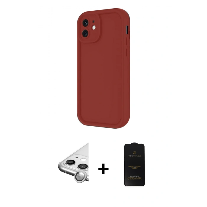 MARSİLYAN™- iPhone 11 Kılıf Yankı Yansıma Özel Seri - Siyah 6D Antistatik Mat Seramik Hayalet Nano Ekran Koruyucu + Raze Metal Kamera Lens - GS