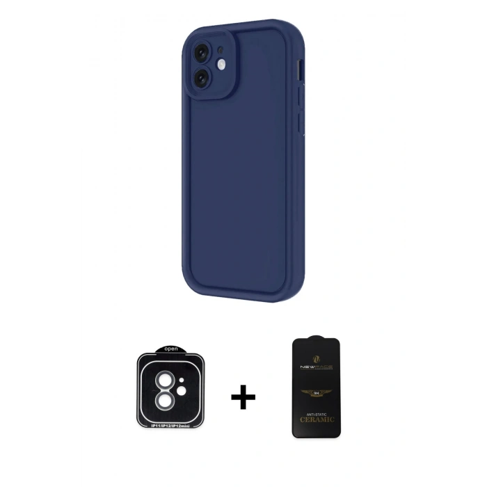 MARSİLYAN™- iPhone 11 Kılıf Yankı Yansıma Özel Seri - Siyah 6D Antistatik Mat Seramik Hayalet Nano Ekran Koruyucu + PVD Metal Kamera Lens - YL