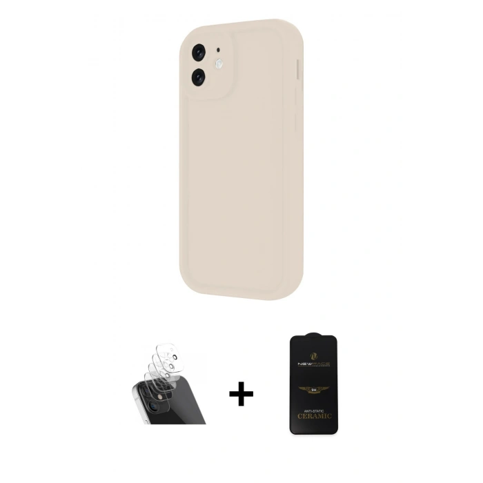 MARSİLYAN™- iPhone 11 Kılıf Yankı Yansıma Özel Seri - Siyah 6D Antistatik Mat Seramik Hayalet Nano Ekran Koruyucu + Şeffaf Kamera Lens Koruma Cam