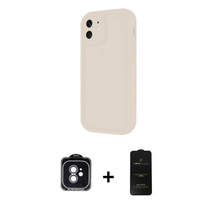 MARSİLYAN™- iPhone 11 Kılıf Yankı Yansıma Özel Seri - Siyah 6D Antistatik Mat Seramik Hayalet Nano Ekran Koruyucu + PVD Metal Kamera Lens - MI