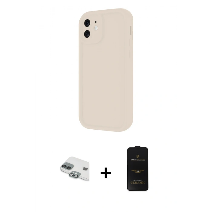 MARSİLYAN™- iPhone 11 Kılıf Yankı Yansıma Özel Seri - Siyah 6D Antistatik Mat Seramik Hayalet Nano Ekran Koruyucu + Pers Alüminyum Kamera Lens - YL