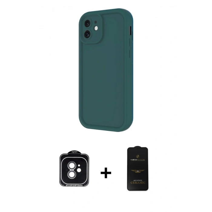 MARSİLYAN™- iPhone 11 Kılıf Yankı Yansıma Özel Seri - Siyah 6D Antistatik Mat Seramik Hayalet Nano Ekran Koruyucu + PVD Metal Kamera Lens - YL