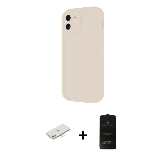MARSİLYAN™- iPhone 11 Kılıf Yankı Yansıma Özel Seri - Siyah 6D Antistatik Mat Seramik Hayalet Nano Ekran Koruyucu + Renkli Kamera Lens Koruma Cam - YL
