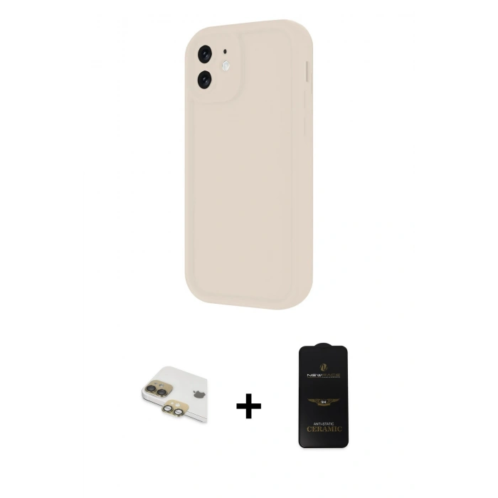 MARSİLYAN™- iPhone 11 Kılıf Yankı Yansıma Özel Seri - Siyah 6D Antistatik Mat Seramik Hayalet Nano Ekran Koruyucu + Pers Alüminyum Kamera Lens - GD