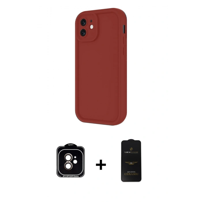 MARSİLYAN™- iPhone 11 Kılıf Yankı Yansıma Özel Seri - Siyah 6D Antistatik Mat Seramik Hayalet Nano Ekran Koruyucu + PVD Metal Kamera Lens - TU