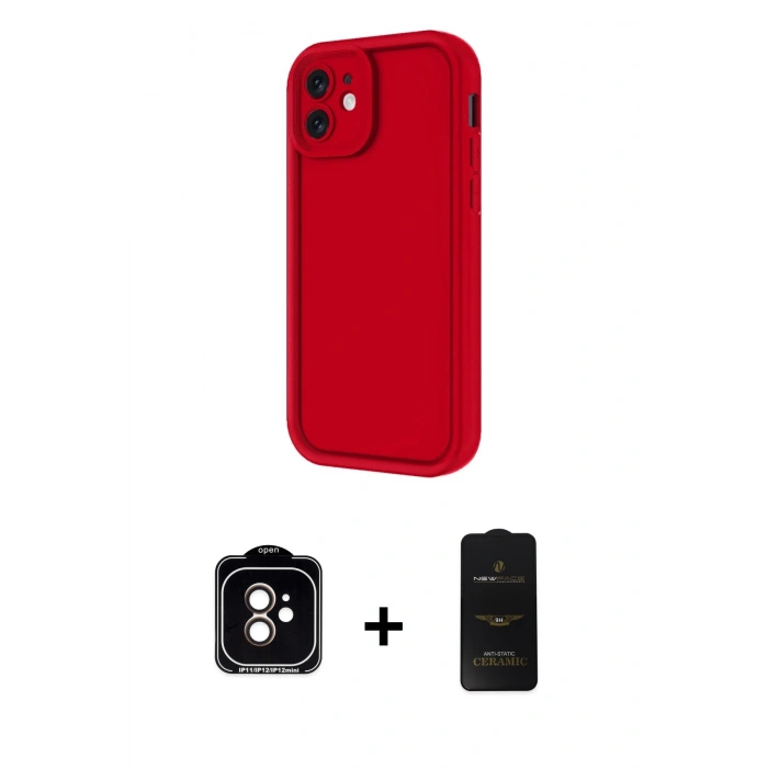 MARSİLYAN™- iPhone 11 Kılıf Yankı Yansıma Özel Seri - Siyah 6D Antistatik Mat Seramik Hayalet Nano Ekran Koruyucu + PVD Metal Kamera Lens - TU